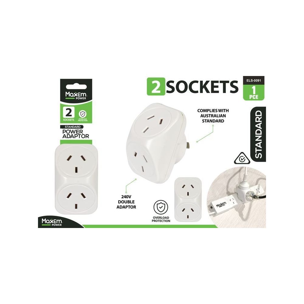 Double Adaptor 240V with Overload Protection