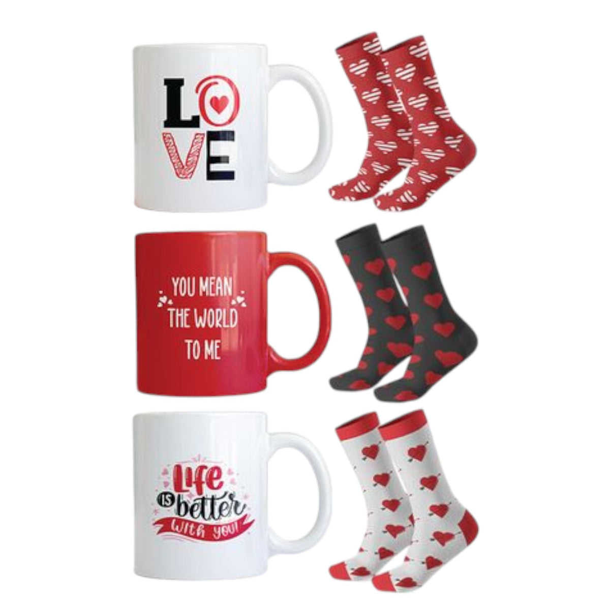 Love Mug with Heart Socks - 3 Assorted