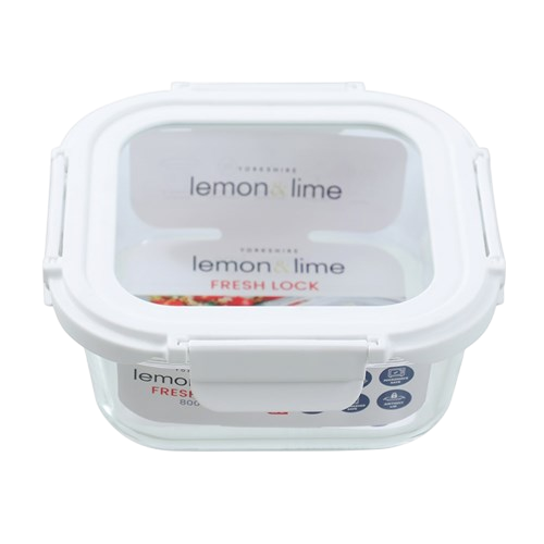 Yorkshire Glass Square Container with Lid 800ml