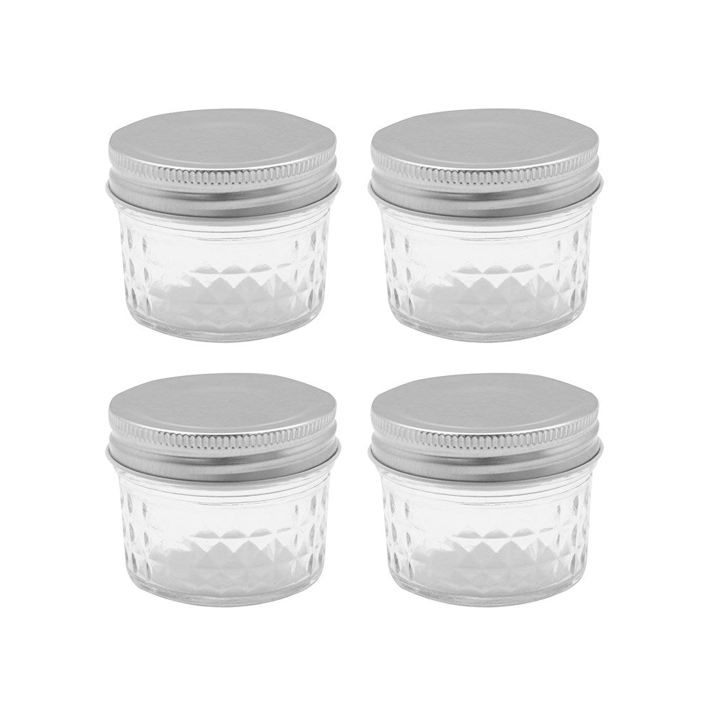 4 Pack Quilted Glass Conserve Jar 135ml