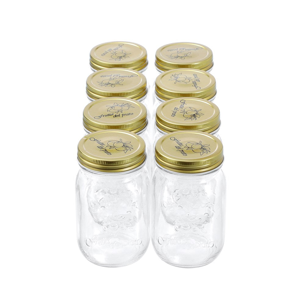 8 Pack Glass Conserve Jar 550ml Gold Lid