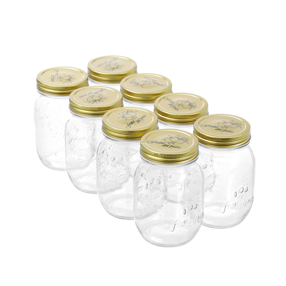 8 Pack Glass Conserve Jar 550ml Gold Lid