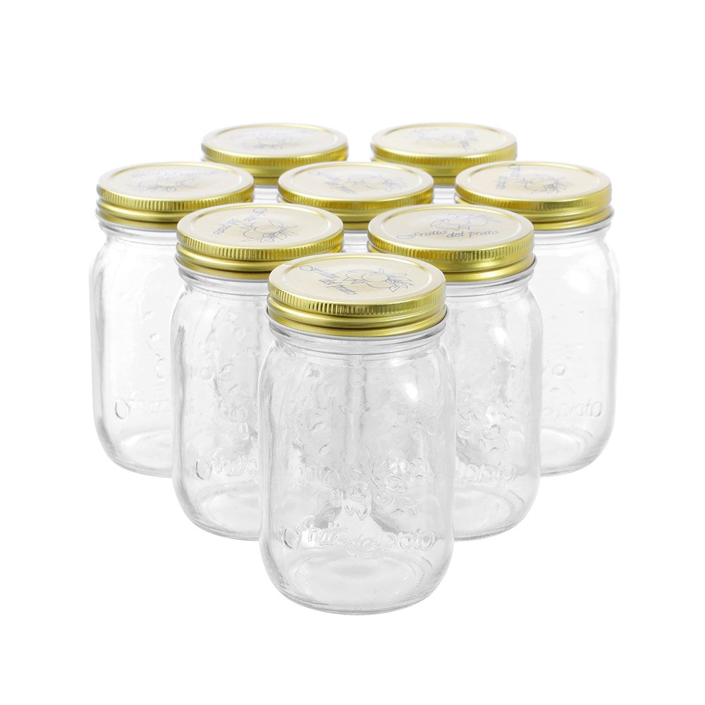 8 Pack Glass Conserve Jar 550ml Gold Lid