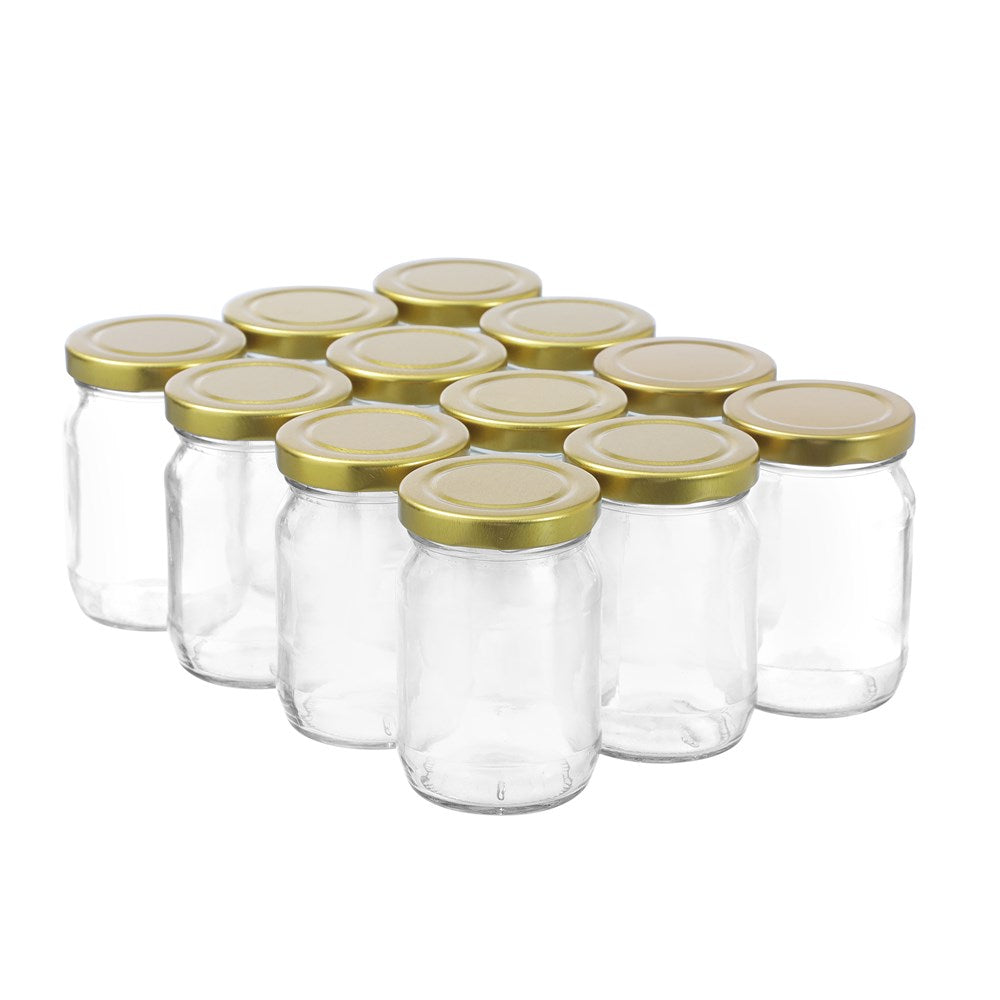 12 Pack Verona Glass Jar 150ml Gold Lid