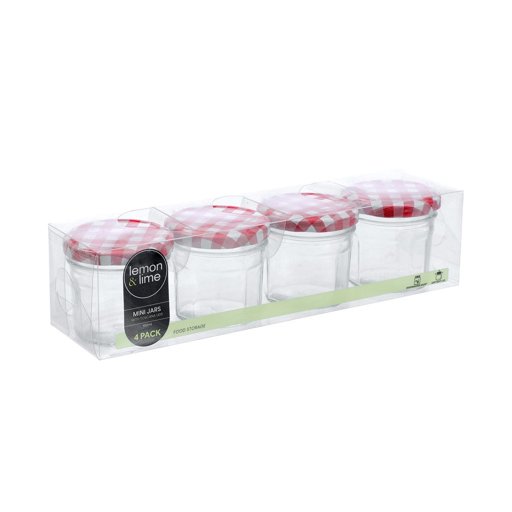 4 Pack Glass Conserve Jar 100ml Classic Lid