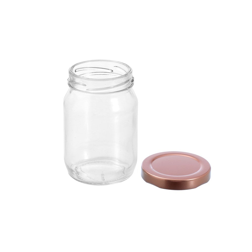 12 Pack Verona Glass Jar 150ml Rose Gold Lid