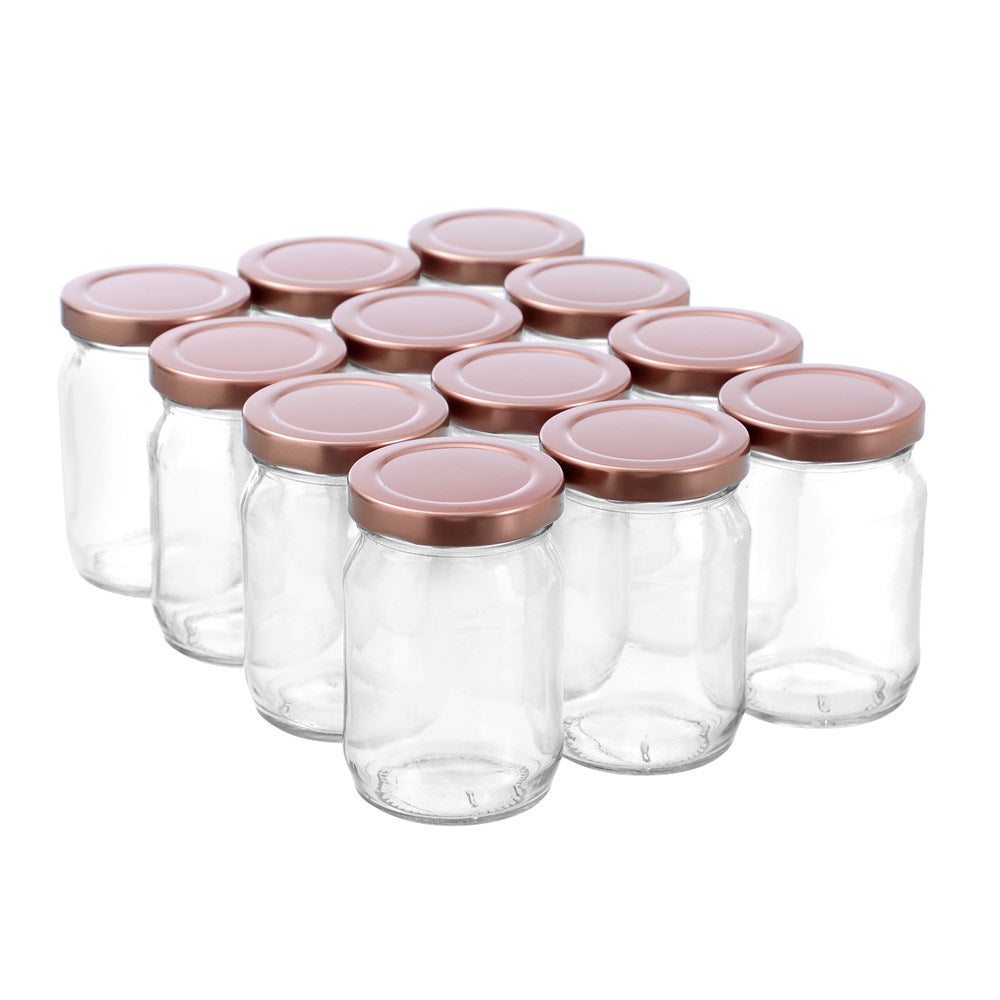 12 Pack Verona Glass Jar 150ml Rose Gold Lid