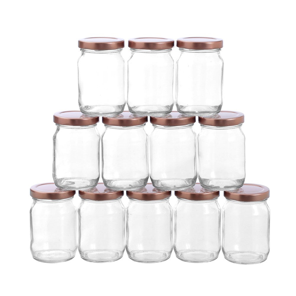 12 Pack Verona Glass Jar 150ml Rose Gold Lid