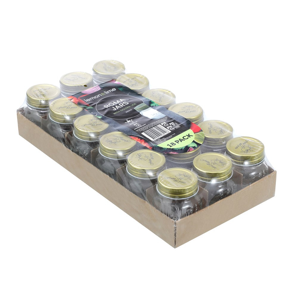 Roma Clear Glass Conserve Jar 200ml - 18 Pack