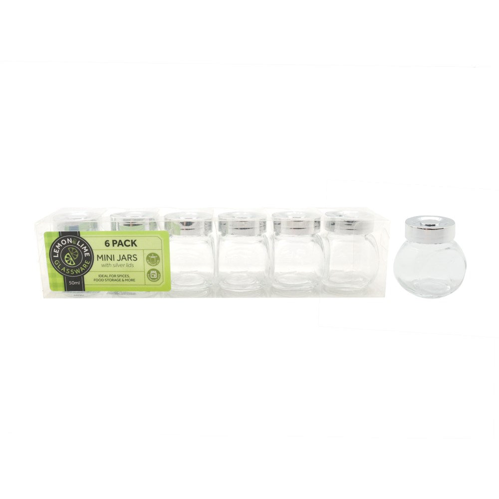 6 Pack Glass Spice Jar 50ml