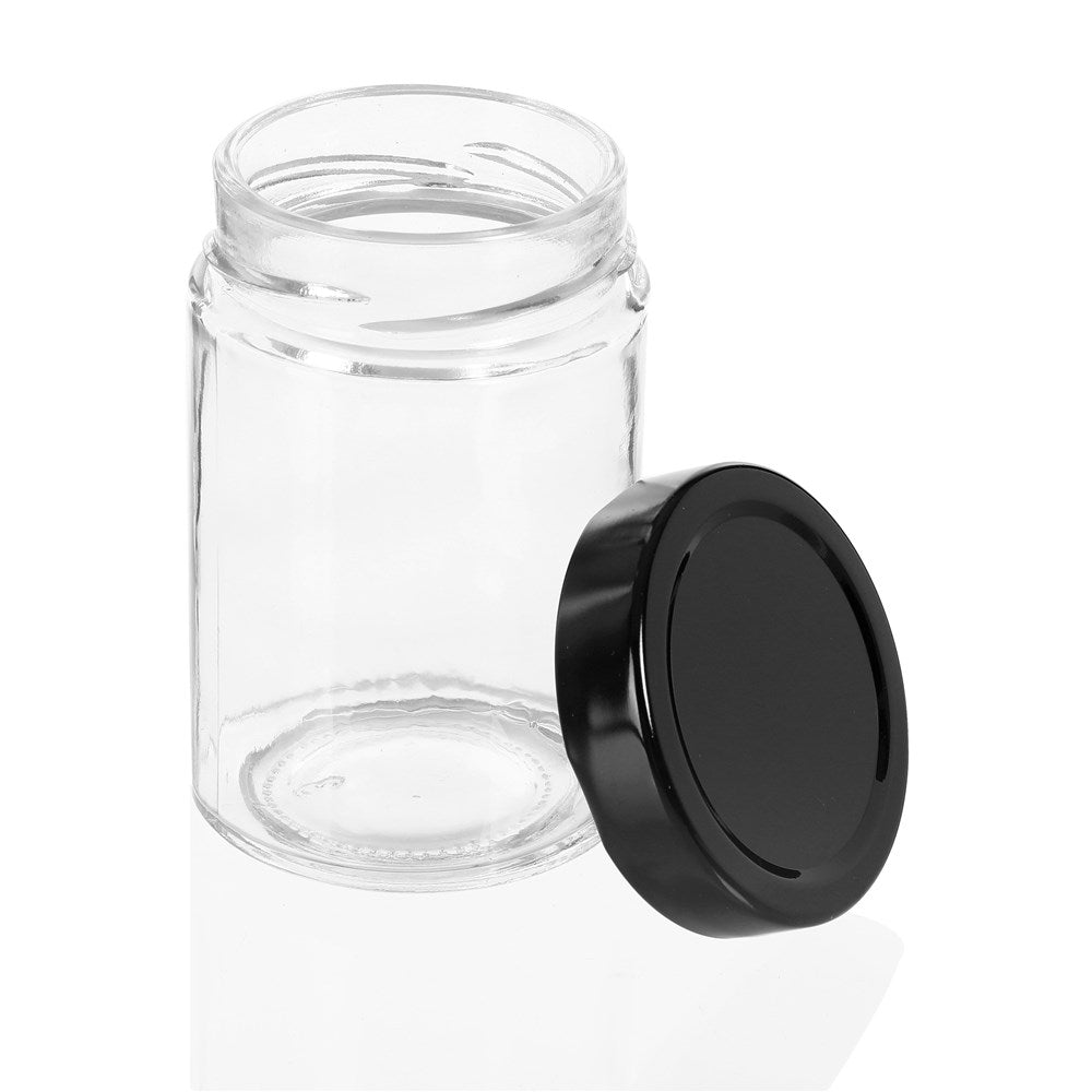 3 Pack Soho Glass Preserve Jar 260ml with Black Lid