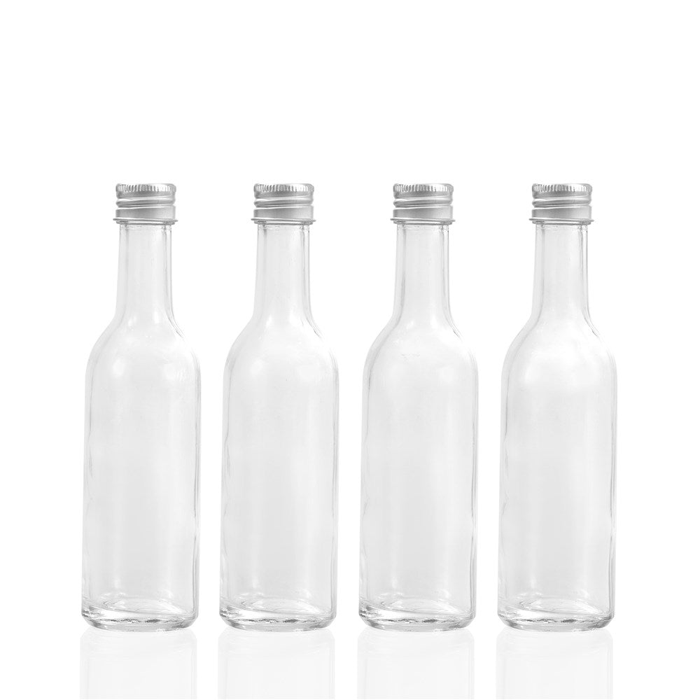 4 Pack Capri Mini Glass Bottle 120ml Silver Lid