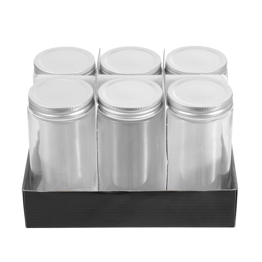 6 Pack Capri Glass Preserve Jar 500ml Silver Lid