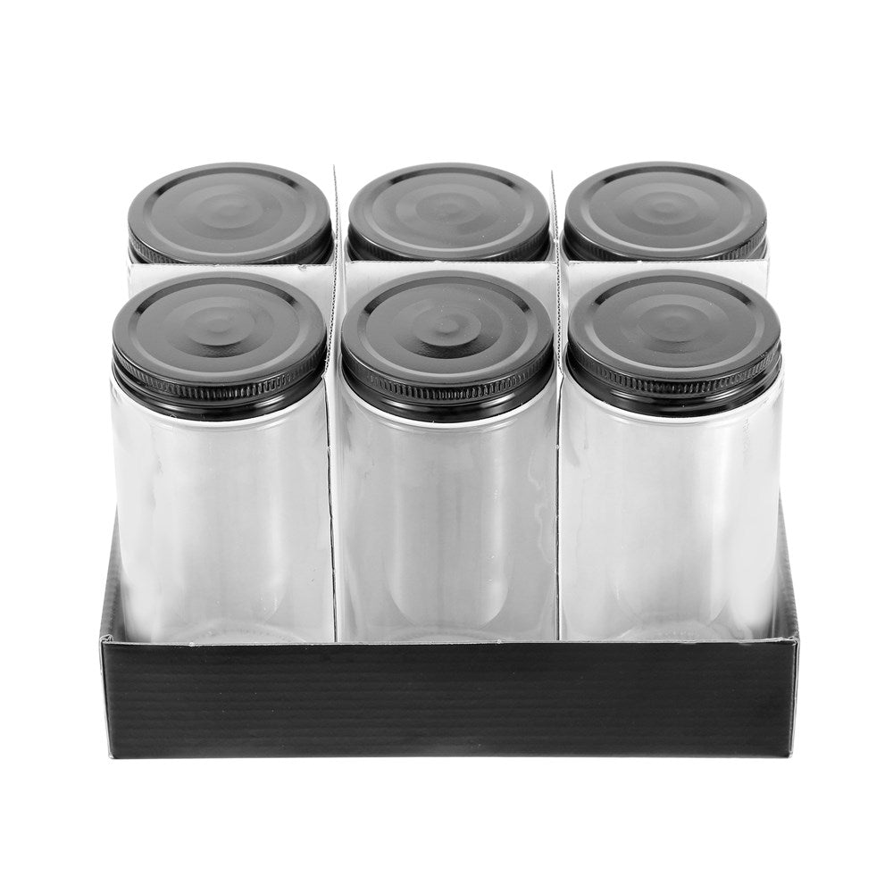 6 Pack Capri Glass Preserve Jar 500ml Black Lid