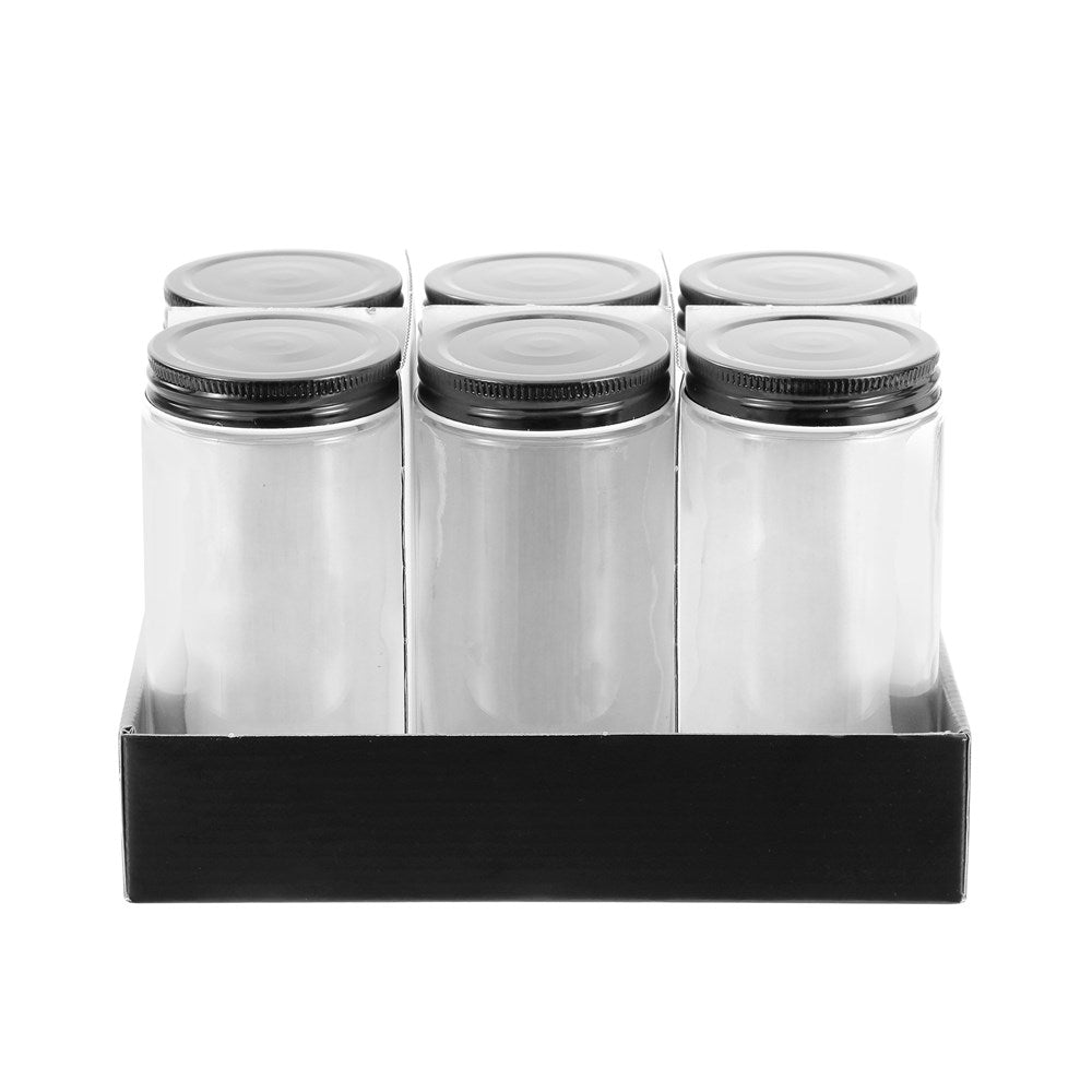 6 Pack Capri Glass Preserve Jar 500ml Black Lid