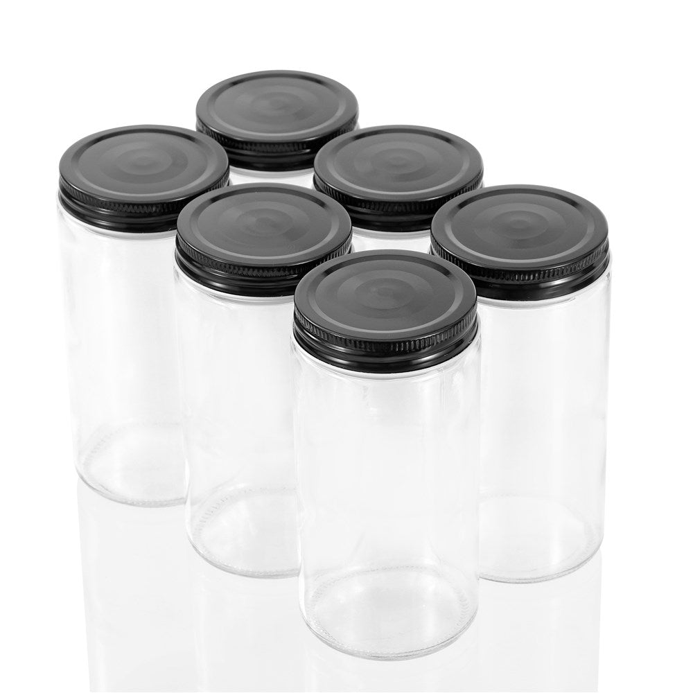 6 Pack Capri Glass Preserve Jar 500ml Black Lid