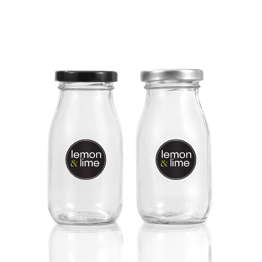 2 Pack Glass Milk Bottle 200ml Assorted