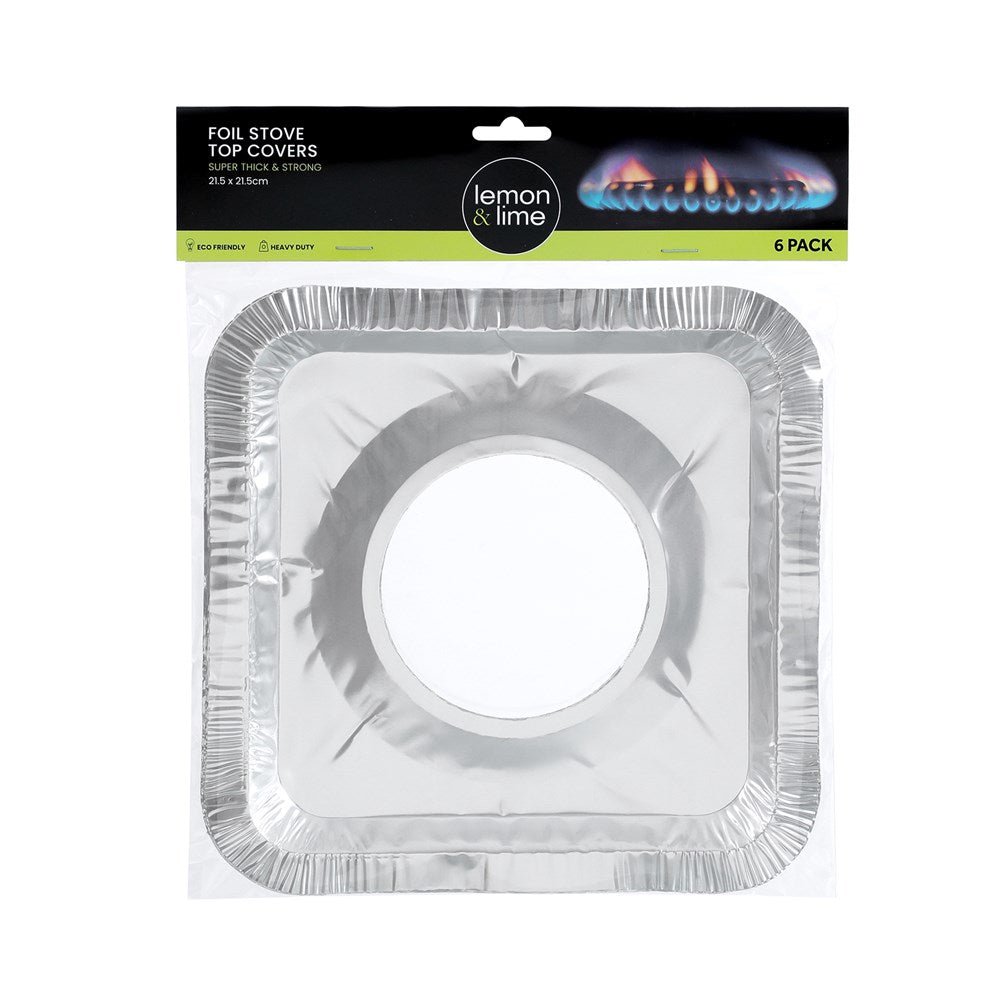 6 Pack Foil Stove Top Covers 22cm x 22cm