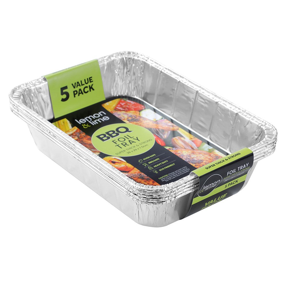 5 Pack Deep Baking Foil Tray 36cm x 29cm x 7.5cm