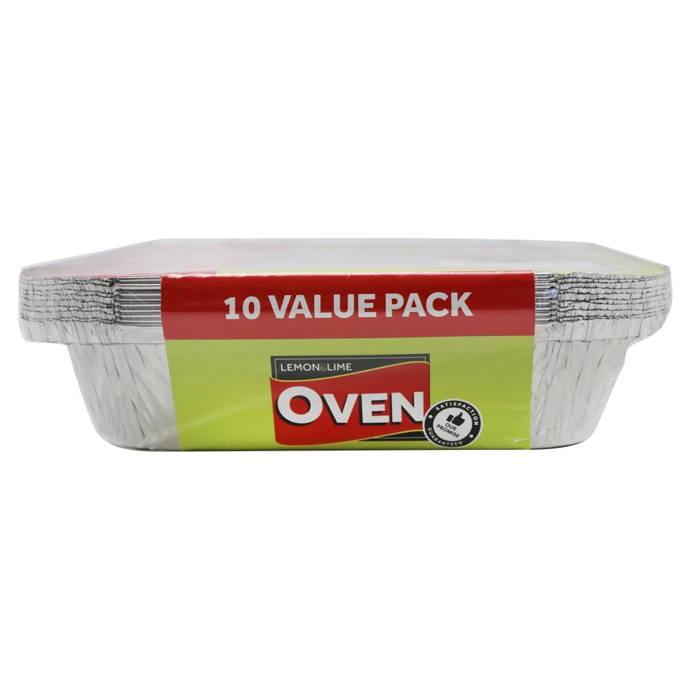 10 Pack Foil Container with Lid 32 x 26 x 5.5cm