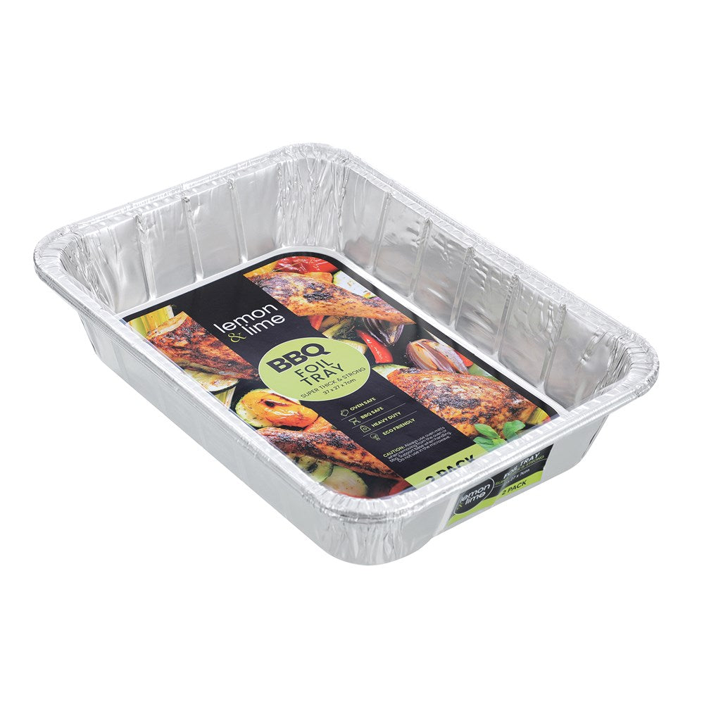2 Pack Rectangle Foil Tray 37cm x 27cm x 7cm