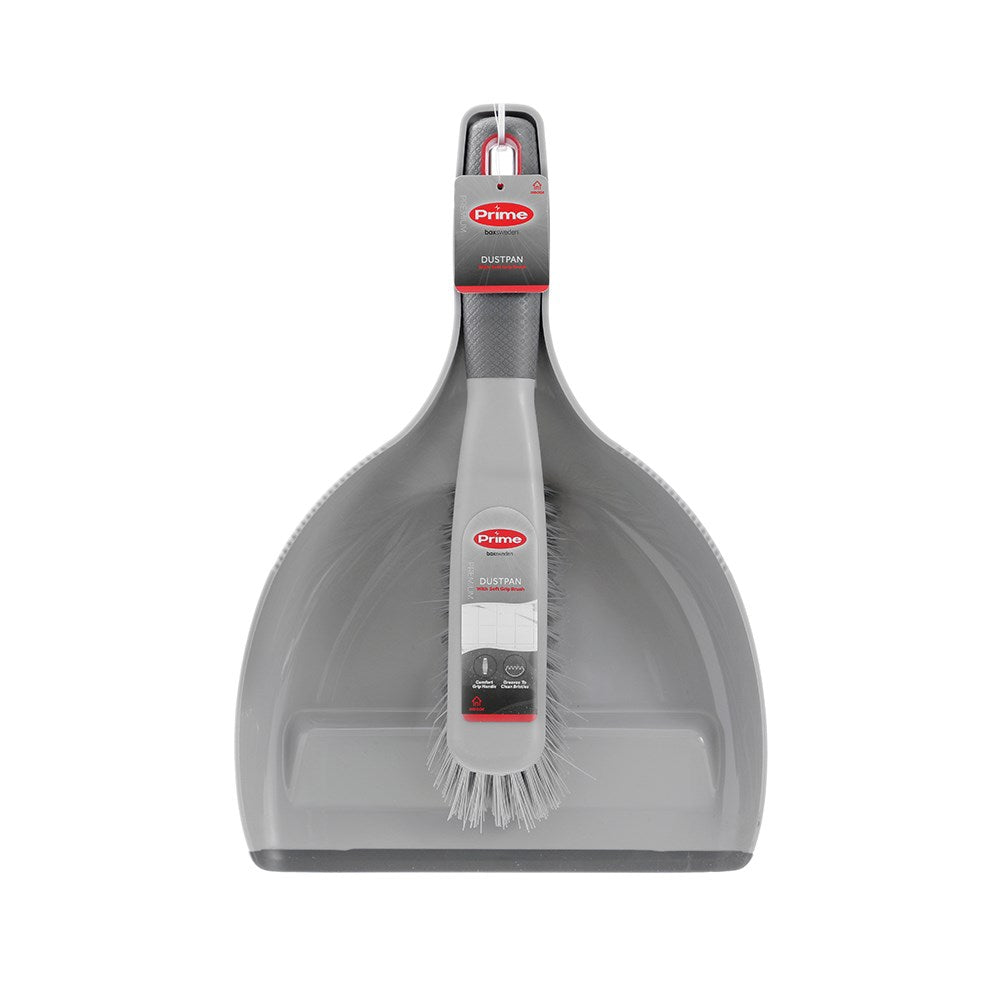 Dustpan and Brush Set with Soft Grip Handle
