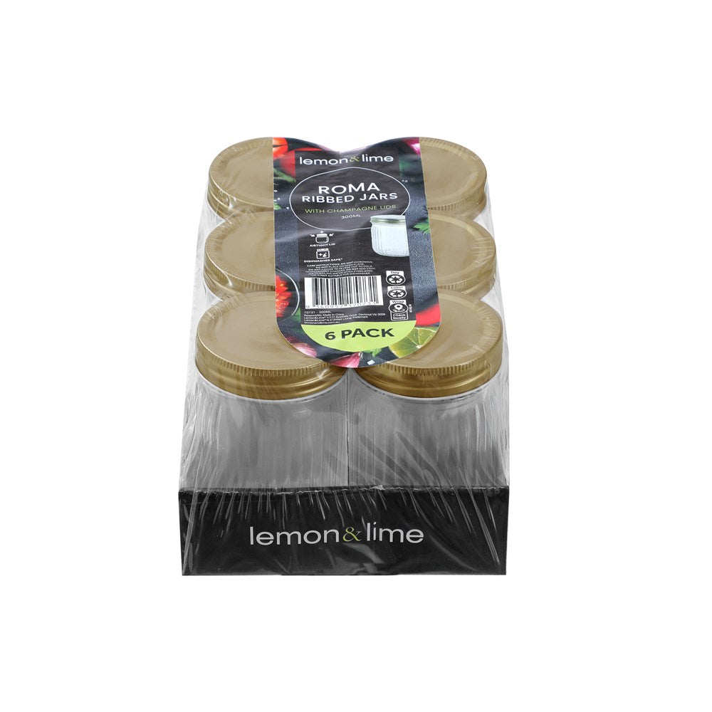 6 Pack Roma Ribbed Conserve Jar 300ml