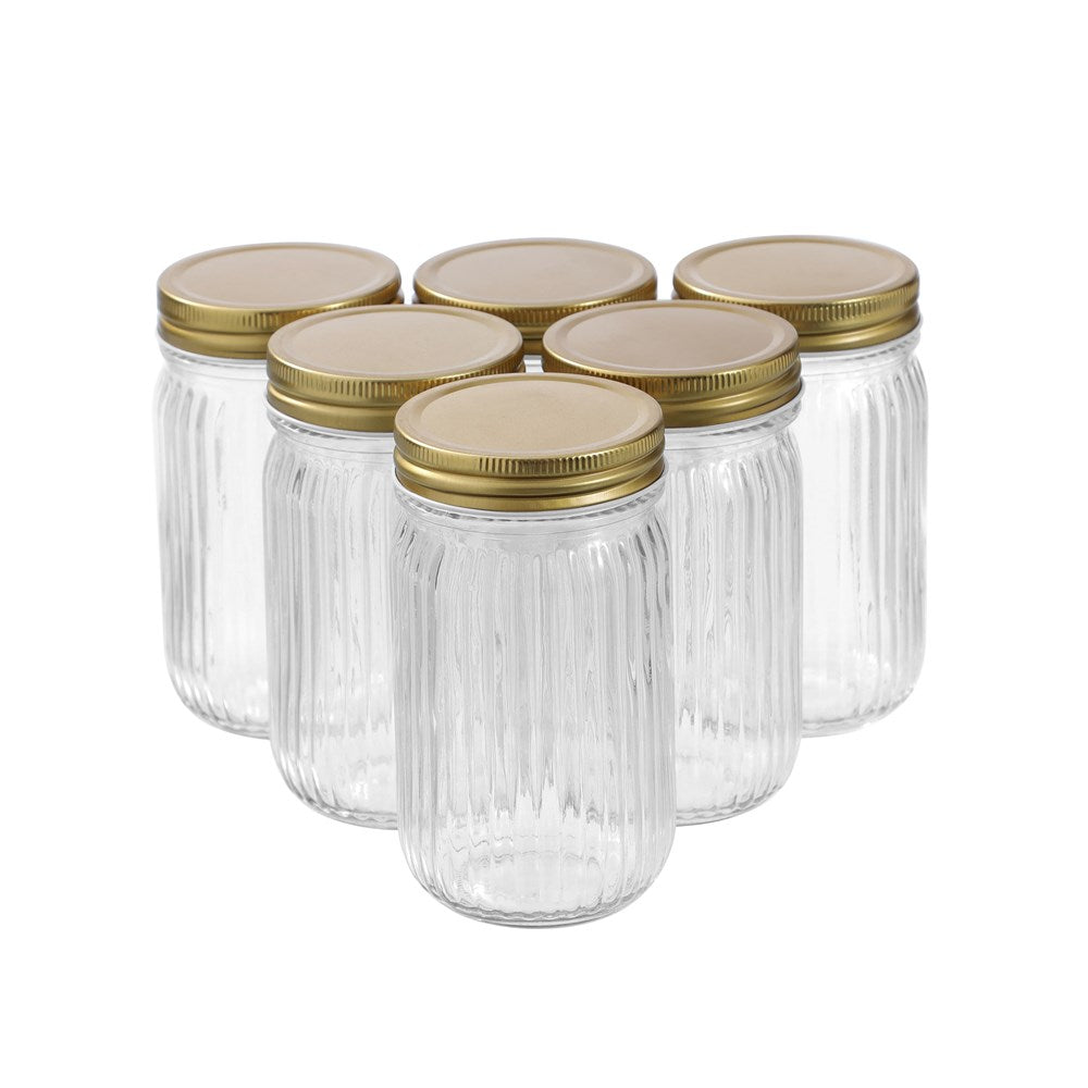 6 Pack Roma Ribbed Conserve Jar 450ml