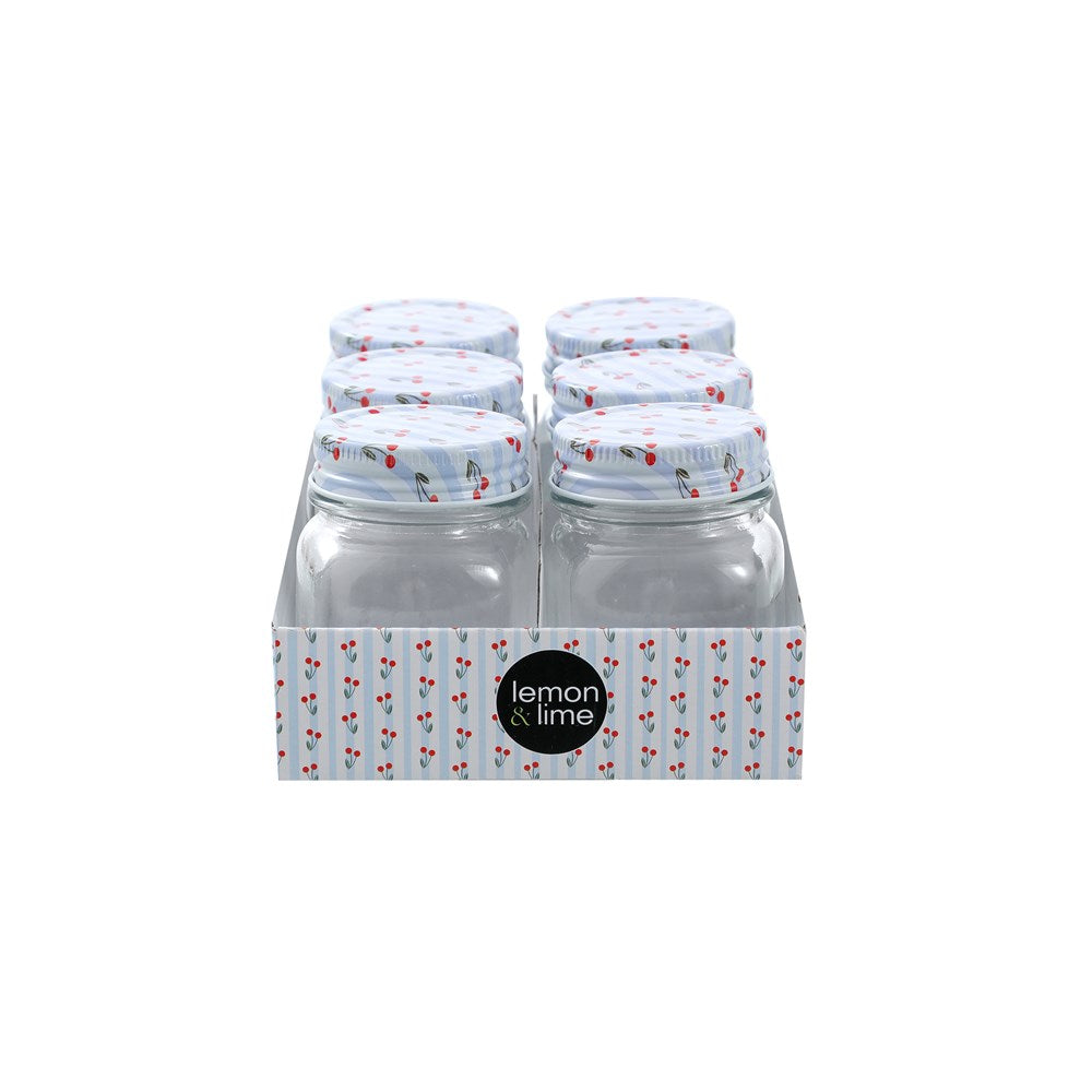 6 Pack Cherry Stripe Deco Conserve Jar 180ml