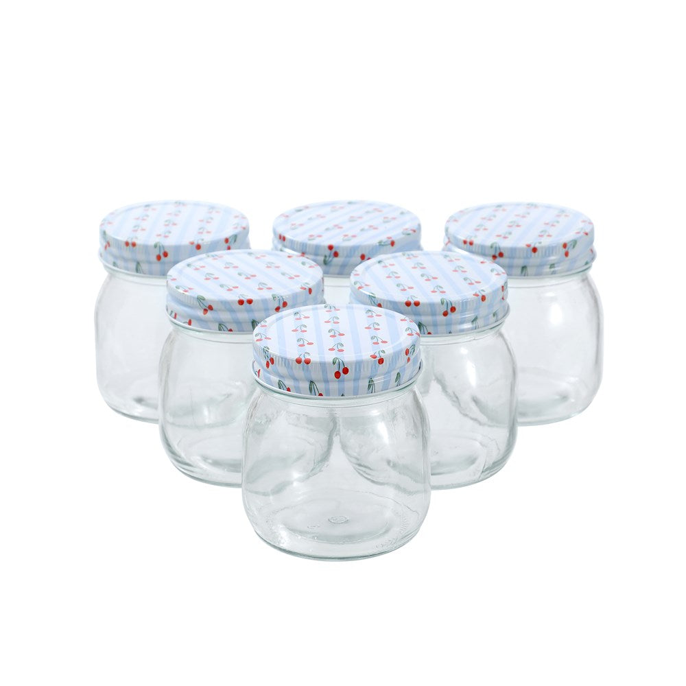 6 Pack Cherry Stripe Deco Conserve Jar 300ml