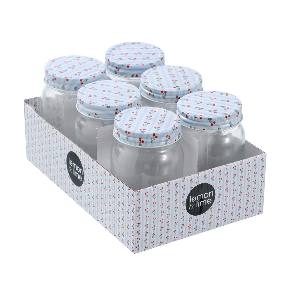 6 Pack Cherry Stripe Deco Conserve Jar 500ml