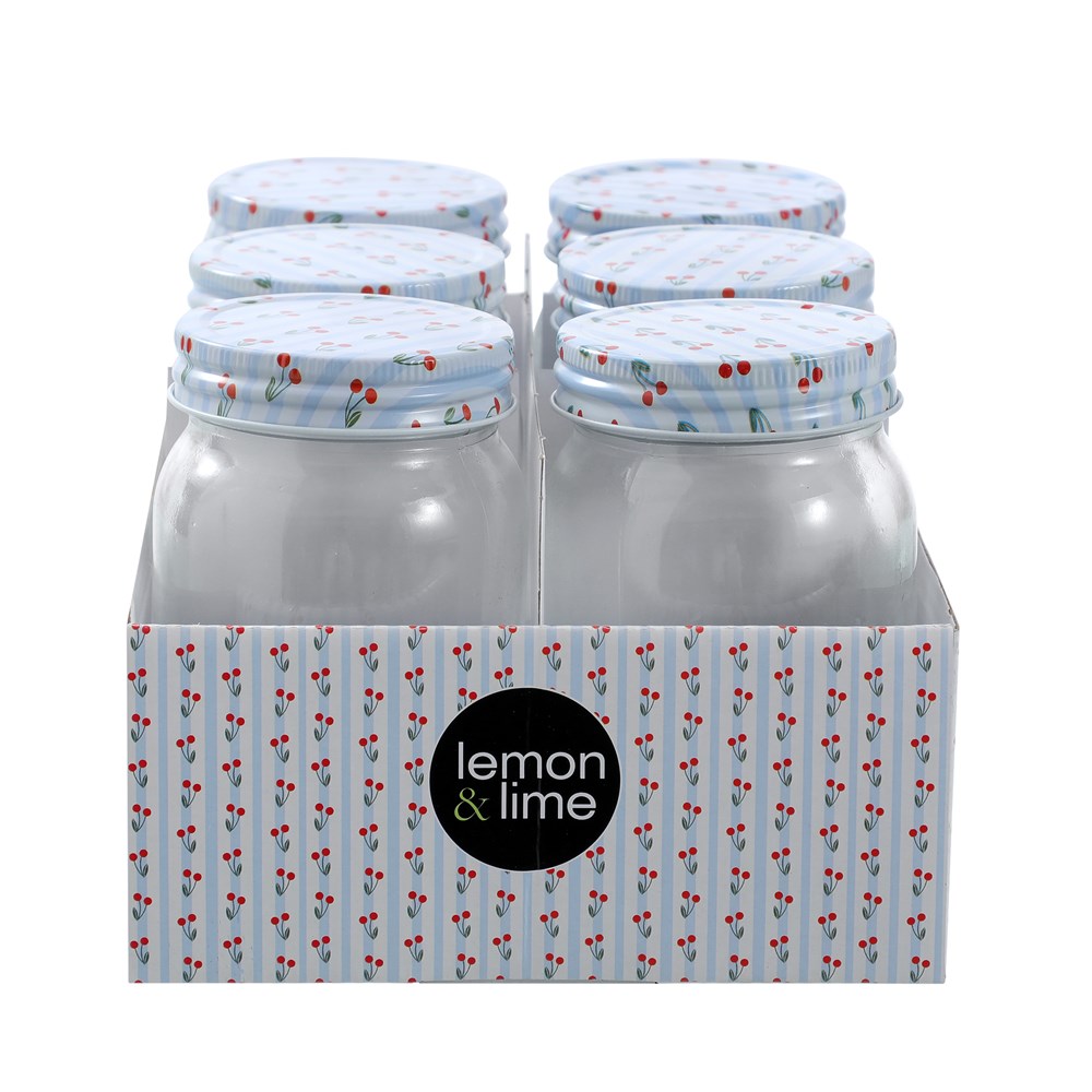 6 Pack Cherry Stripe Deco Conserve Jar 500ml