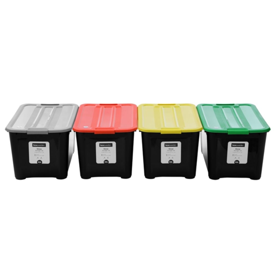 Black Tub with Coloured Lid 50L