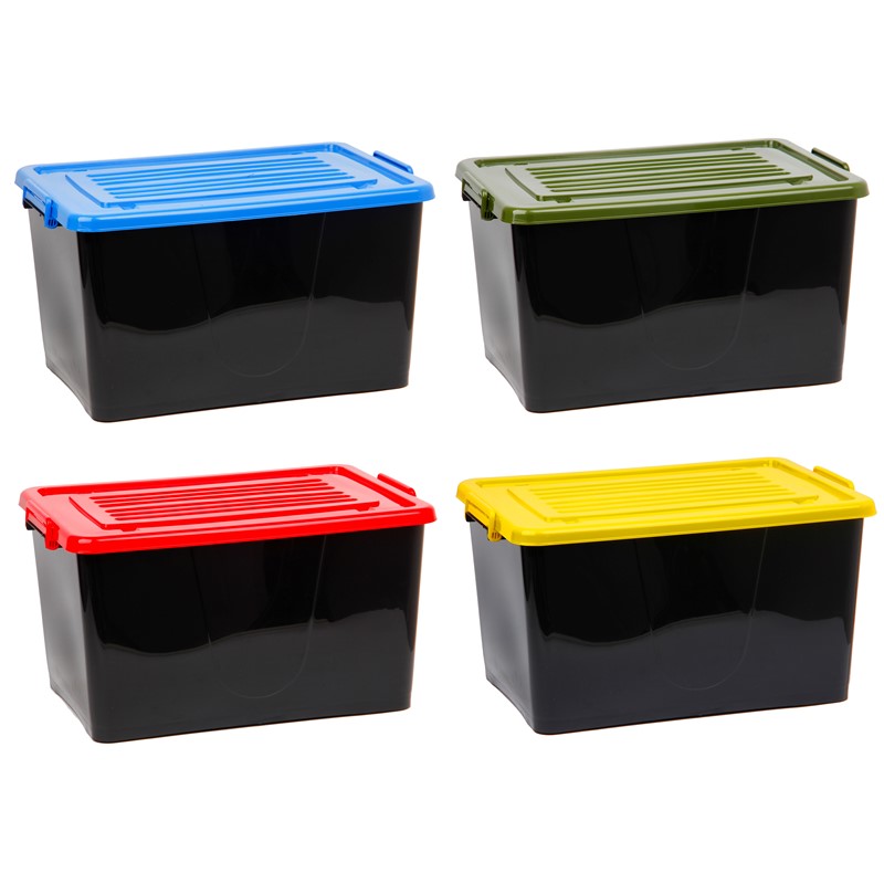 Black Tub with Coloured Lid 50L