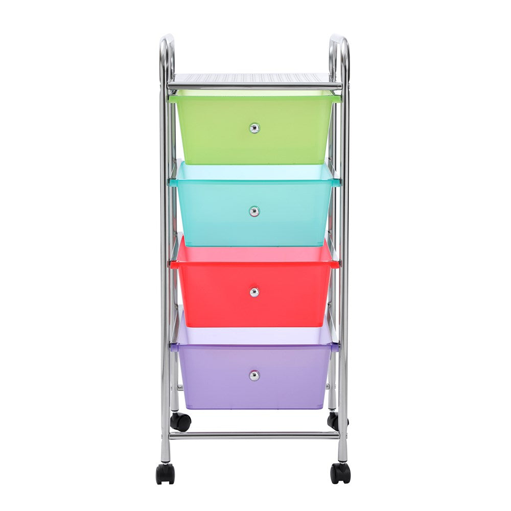 4 Drawer Storage Trolley with Wheels Neon 32 x 36.5 x 76cm