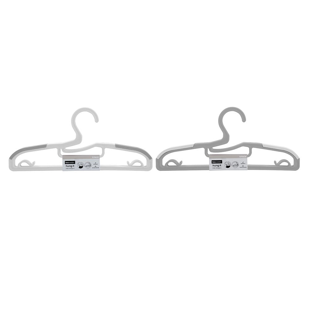5 Pack Space Saving Kids Non-Slip Hanger 29.5cm Assorted