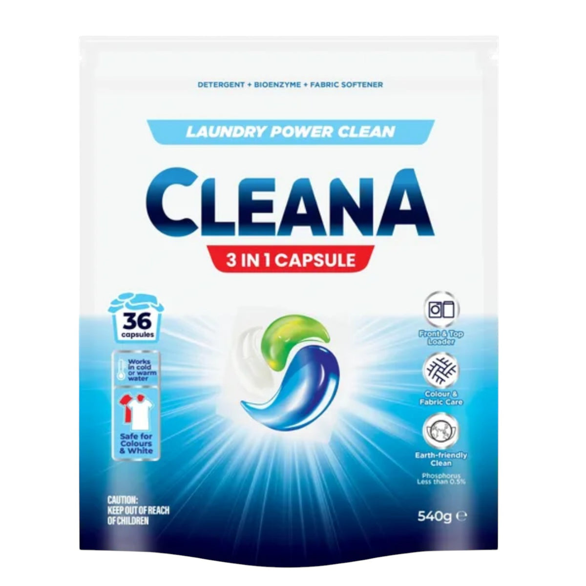 Cleana 3 in 1 Laundry Pods - 36 Pack