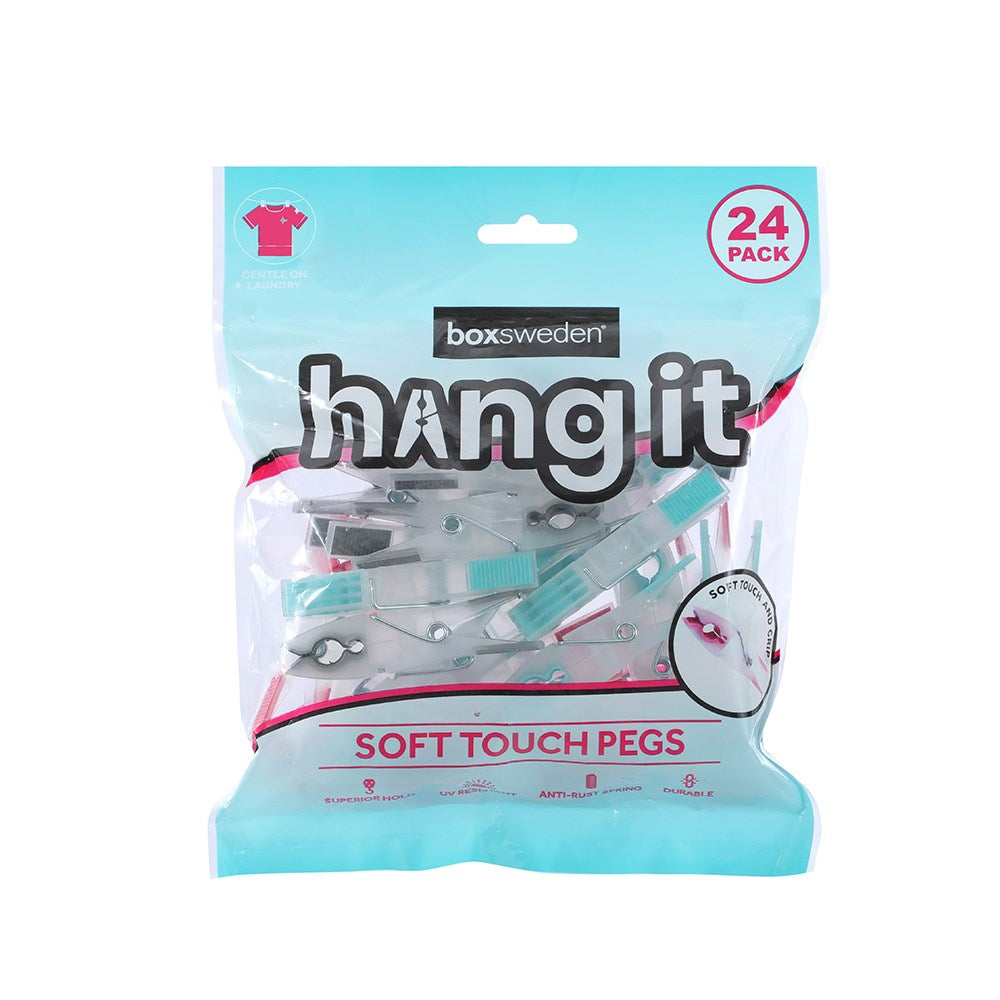 24 Pack Soft Touch Square Clothes Pegs