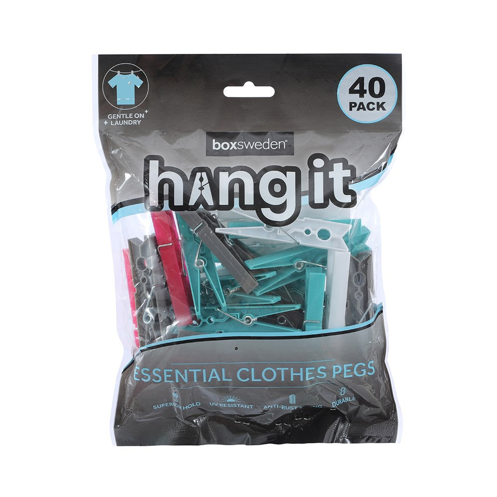 40 Pack Essential Clothes Pegs