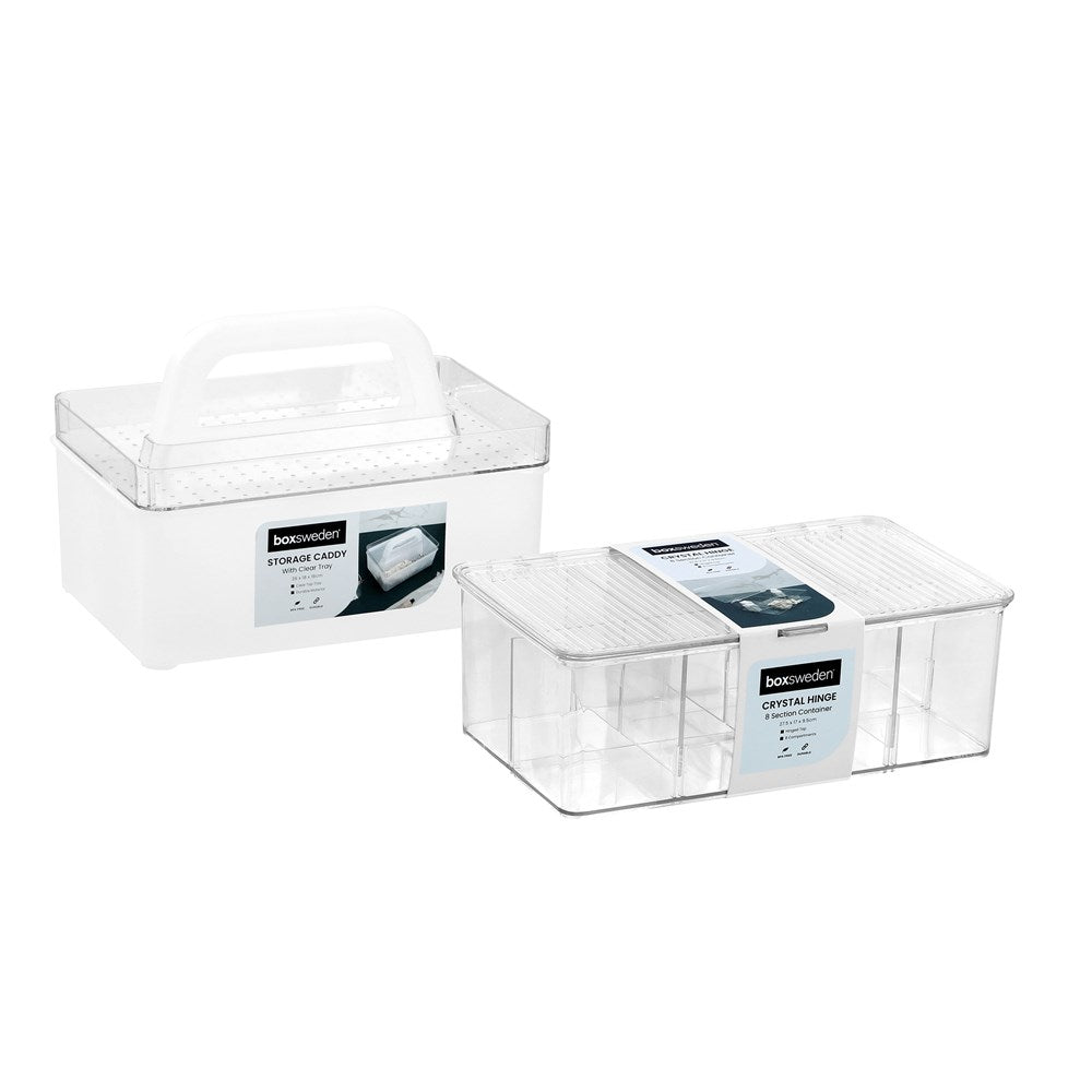 Crystal Hinged 8 Section Container 27.5 x 17 x 9.5cm