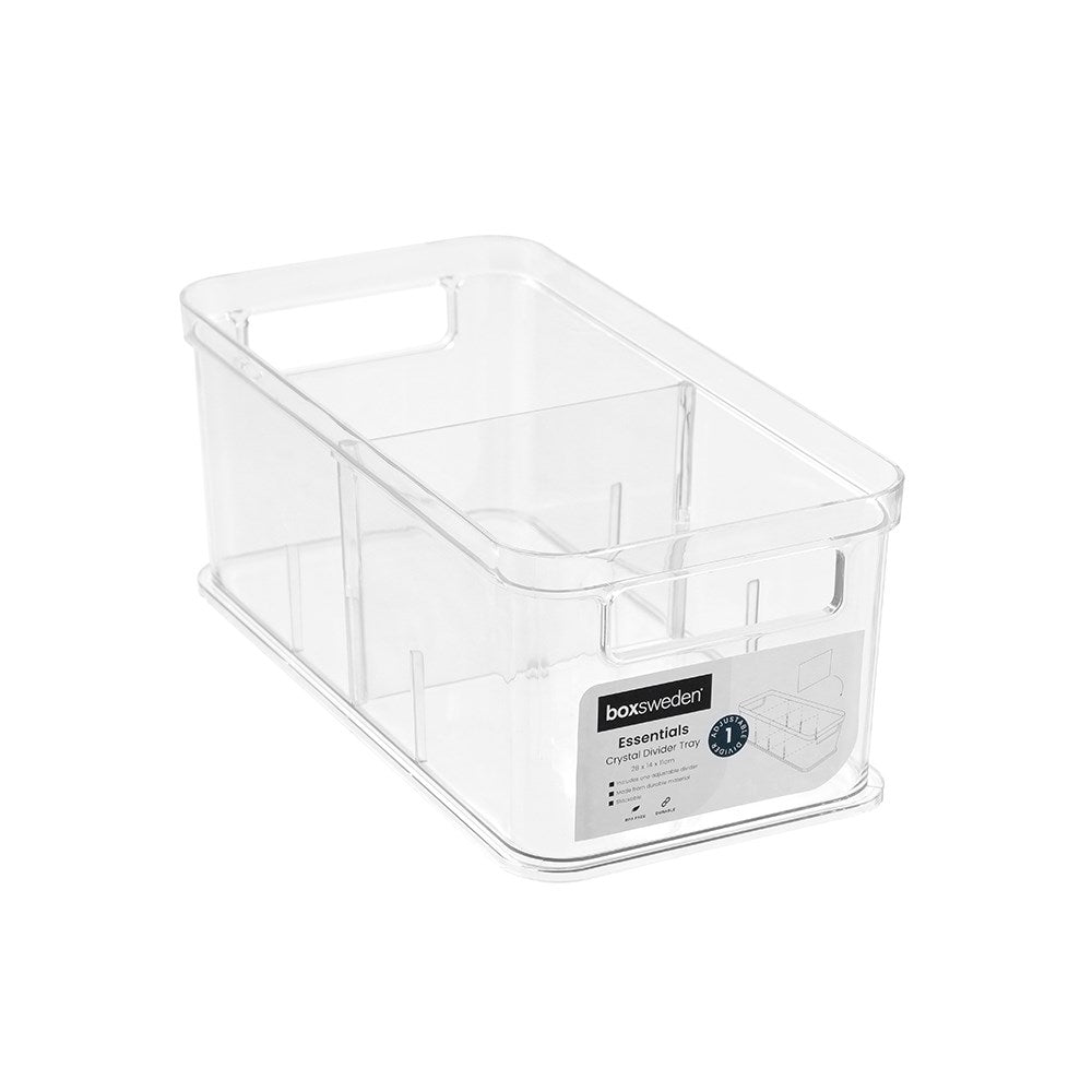 Crystal Storage Tray with Adjustable Divider 28cm