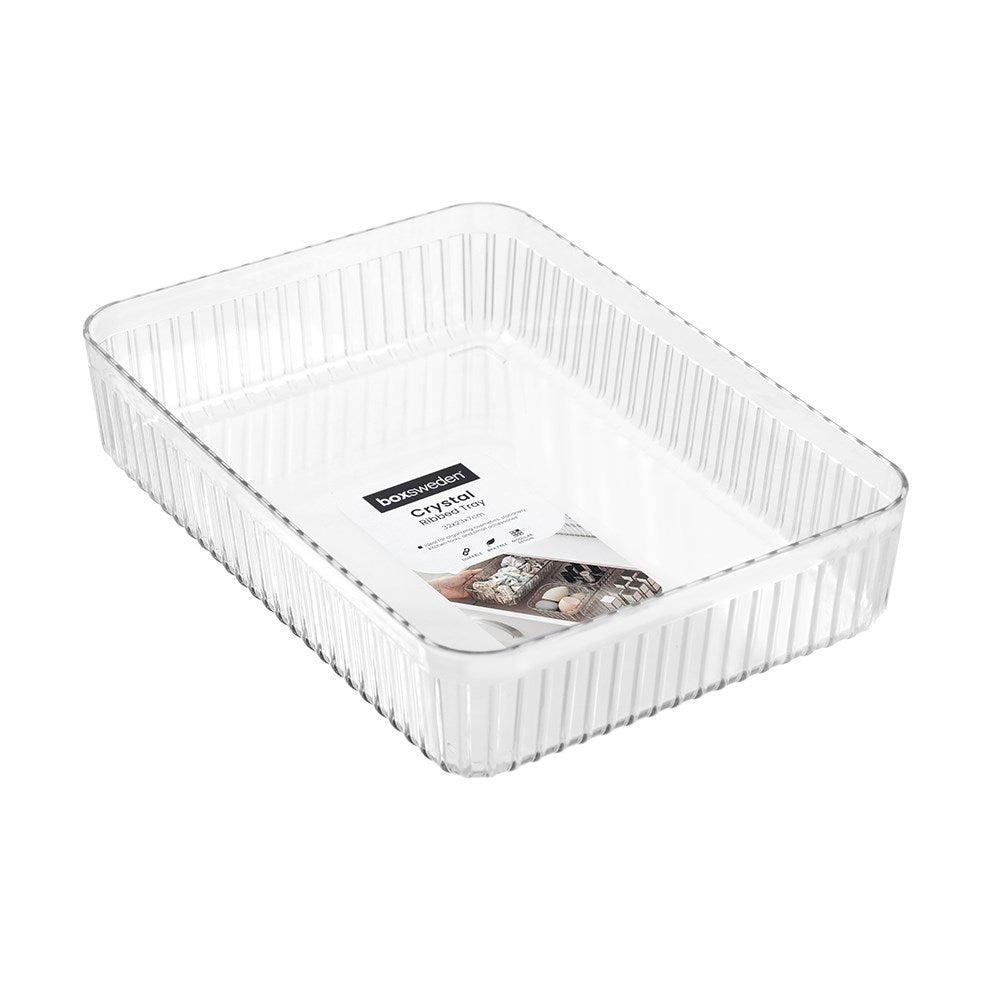 Crystal Ribbed Tray 32cm x 23cm x 7cm