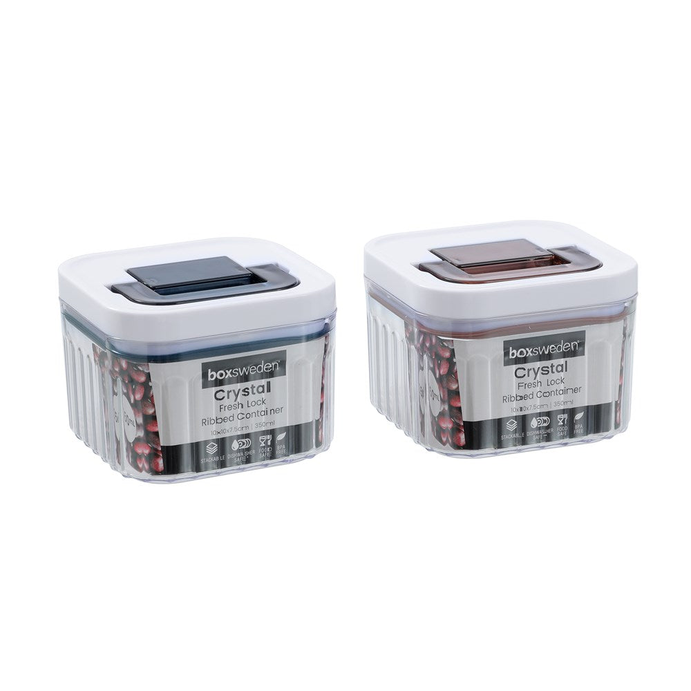 Crystal Ribbed Fresh Lock Container 350ML