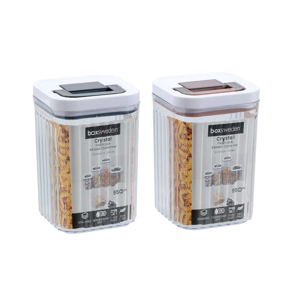 Crystal Ribbed Fresh Lock Container 950ml