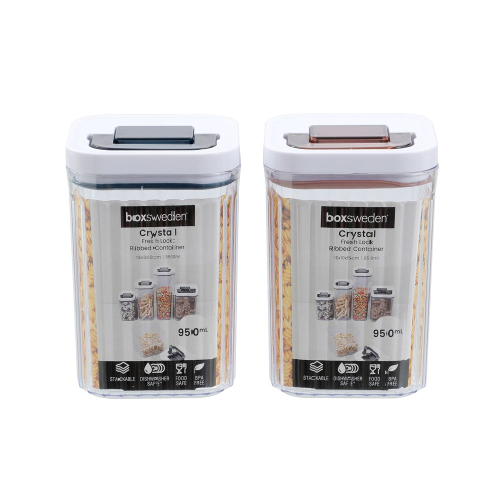 Crystal Ribbed Fresh Lock Container 950ml