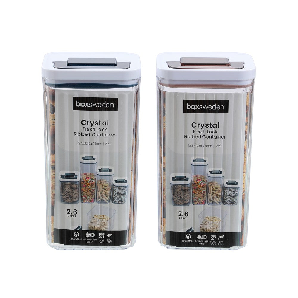 Crystal Ribbed Fresh Lock Container 2.6L