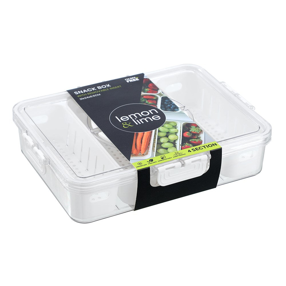 4 Section Snack Container 31cm x 24cm x 6.5cm