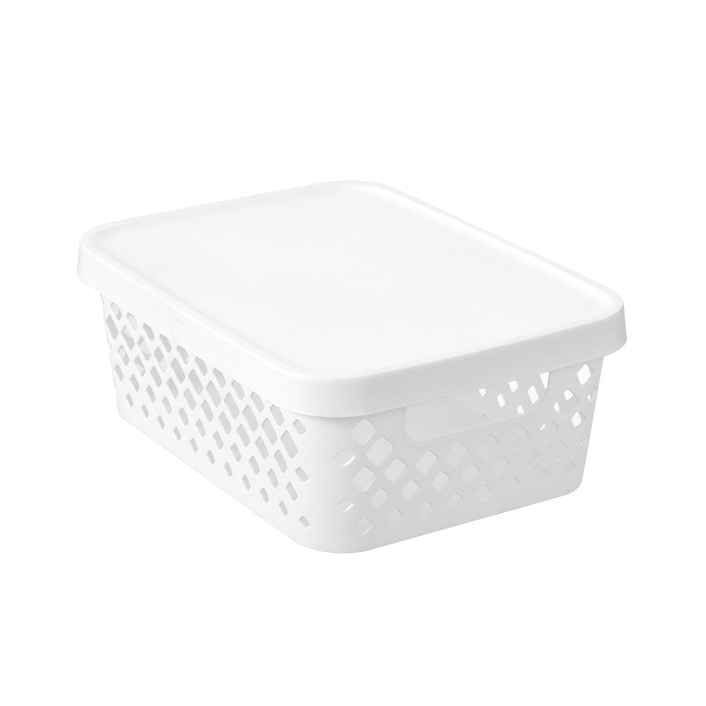 Diamond Lidded Storage Basket 10L