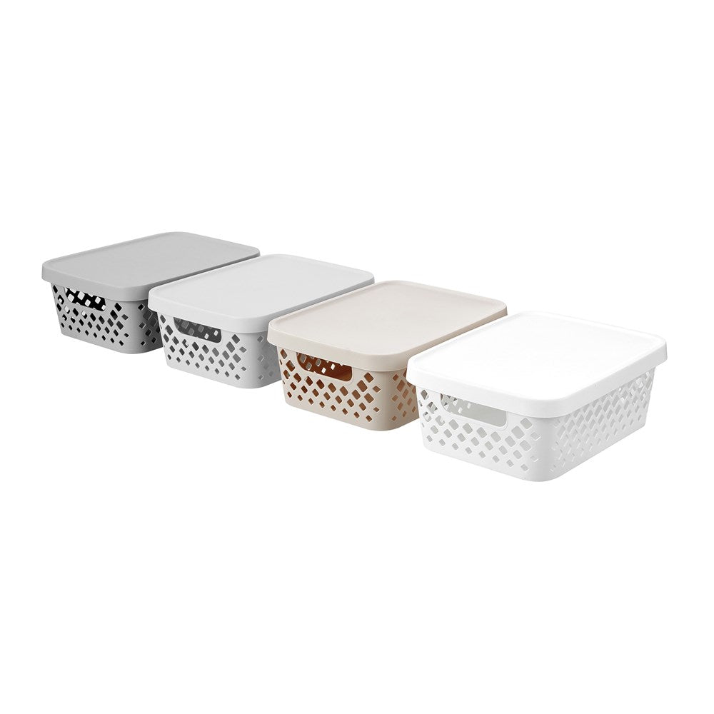 Diamond Lidded Storage Basket 10L