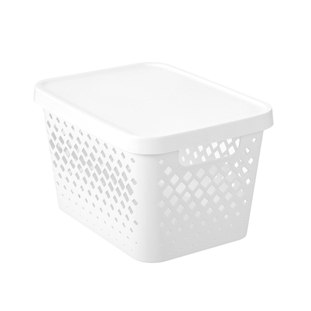 Diamond Lidded Storage Basket 16L